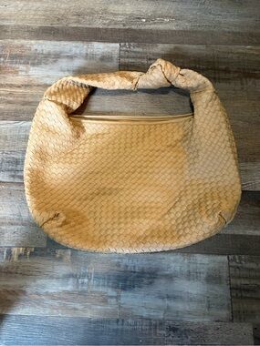 Grey Label Tan Woven Knot Hobo Bag